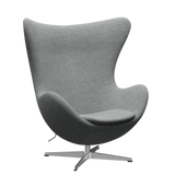 3316 Ægget loungestol, stel i børstet aluminium af Arne Jacobsen - Hallingdal - 116 White Grey - Jacobsen Plus