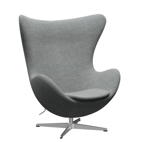 3316 Ægget loungestol, stel i børstet aluminium af Arne Jacobsen - Hallingdal - 116 White Grey - Jacobsen Plus