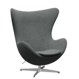 3316 Ægget loungestol, stel i børstet aluminium af Arne Jacobsen - Hallingdal - 126 White/Brown - Jacobsen Plus