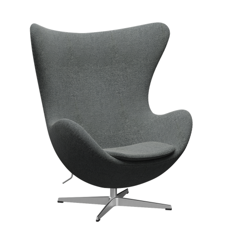 3316 Ægget loungestol, stel i børstet aluminium af Arne Jacobsen - Hallingdal - 126 White/Brown - Jacobsen Plus