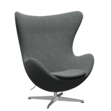 3316 Ægget loungestol, stel i børstet aluminium af Arne Jacobsen - Hallingdal - 166 White Black - Jacobsen Plus