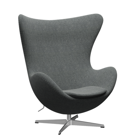 3316 Ægget loungestol, stel i børstet aluminium af Arne Jacobsen - Hallingdal - 166 White Black - Jacobsen Plus