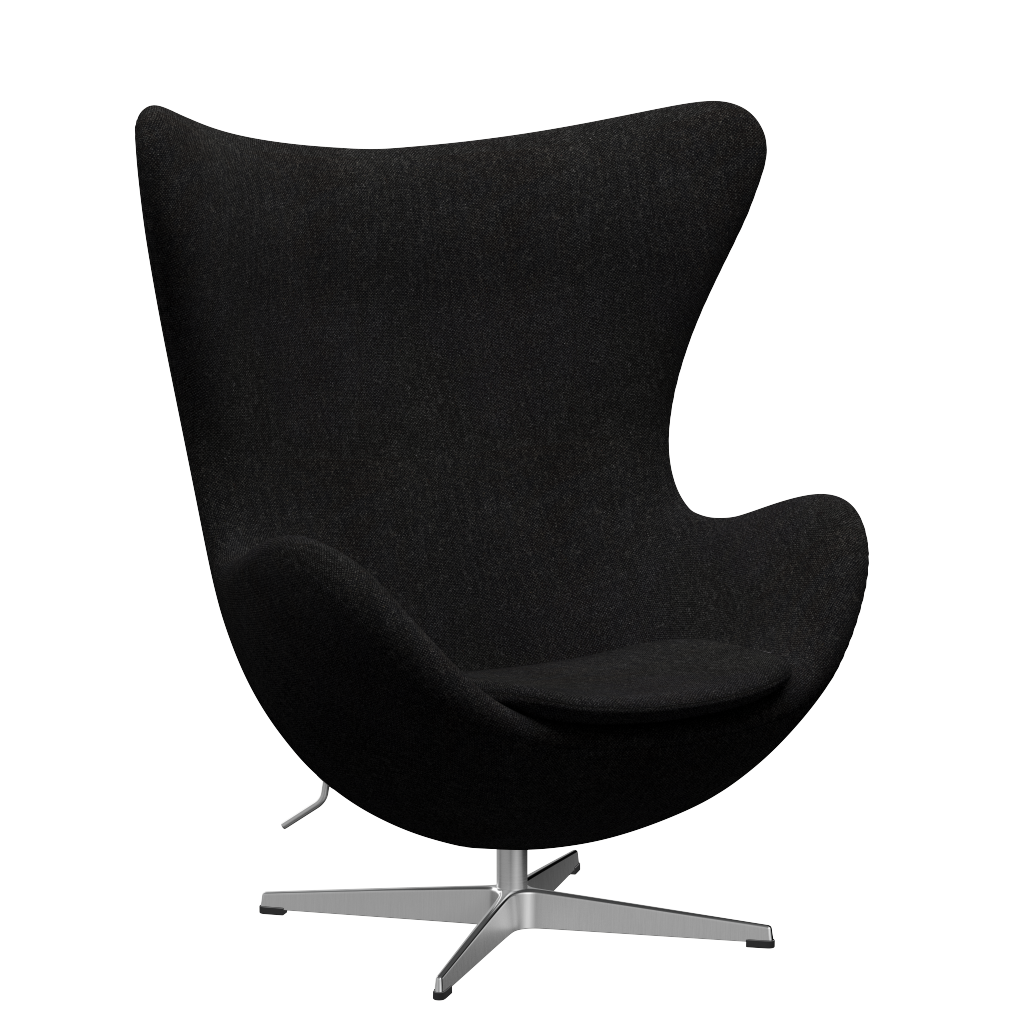 3316 Ægget loungestol, stel i børstet aluminium af Arne Jacobsen - Hallingdal - 180 Charcoal - Jacobsen Plus
