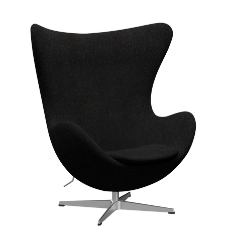 3316 Ægget loungestol, stel i børstet aluminium af Arne Jacobsen - Hallingdal - 180 Charcoal - Jacobsen Plus