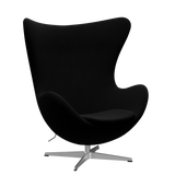 3316 Ægget loungestol, stel i børstet aluminium af Arne Jacobsen - Hallingdal - 190 Black - Jacobsen Plus