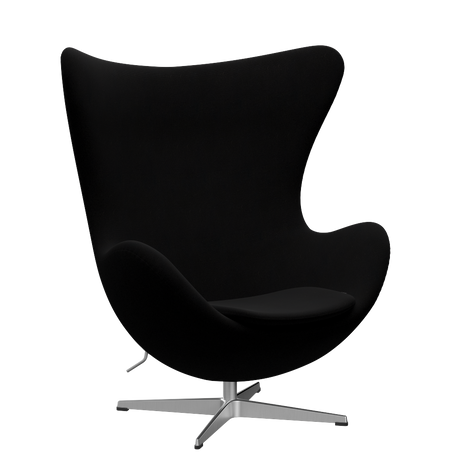 3316 Ægget loungestol, stel i børstet aluminium af Arne Jacobsen - Hallingdal - 190 Black - Jacobsen Plus