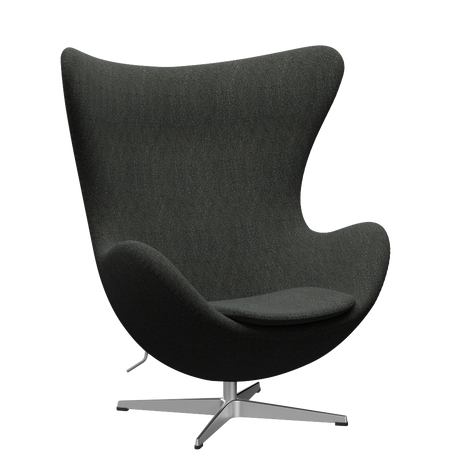 3316 Ægget loungestol, stel i børstet aluminium af Arne Jacobsen - Hallingdal - 368 Black/Grey - Jacobsen Plus