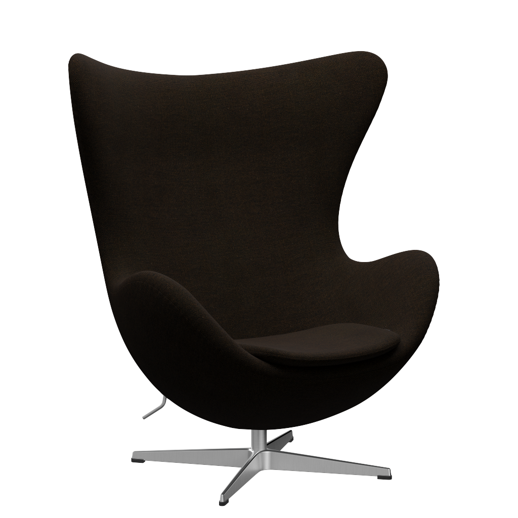 3316 Ægget loungestol, stel i børstet aluminium af Arne Jacobsen - Hallingdal - 370 Black/Brown - Jacobsen Plus