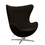 3316 Ægget loungestol, stel i børstet aluminium af Arne Jacobsen - Hallingdal - 370 Black/Brown - Jacobsen Plus