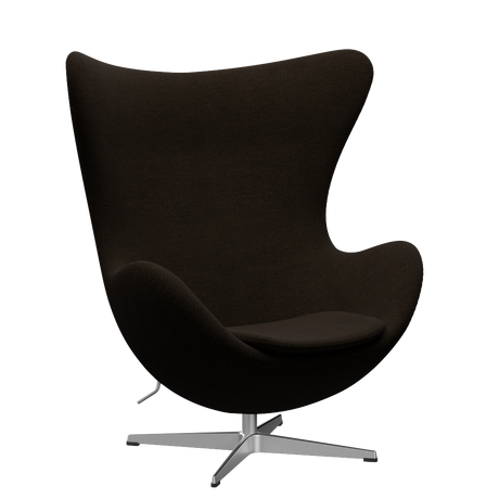 3316 Ægget loungestol, stel i børstet aluminium af Arne Jacobsen - Hallingdal - 370 Black/Brown - Jacobsen Plus