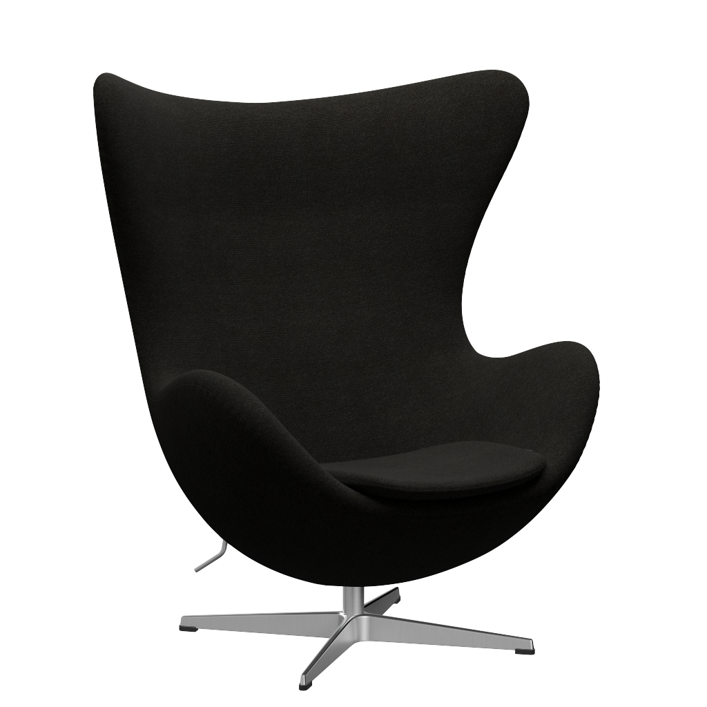 3316 Ægget loungestol, stel i børstet aluminium af Arne Jacobsen - Hallingdal - 376 Brown/Dark Grey - Jacobsen Plus