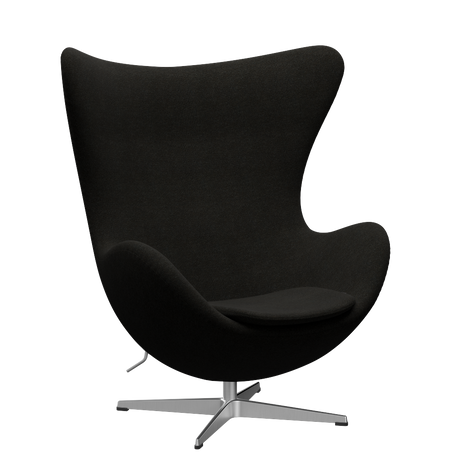 3316 Ægget loungestol, stel i børstet aluminium af Arne Jacobsen - Hallingdal - 376 Brown/Dark Grey - Jacobsen Plus