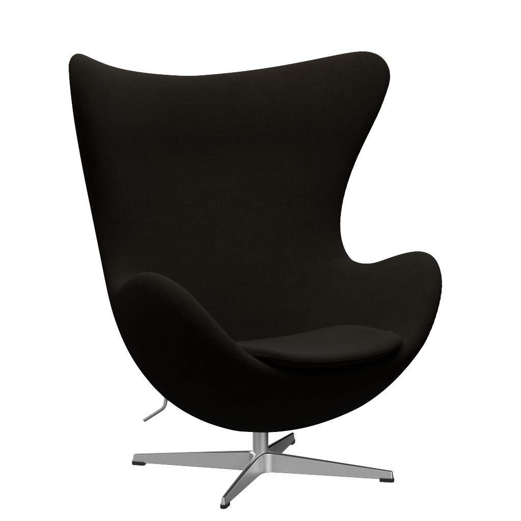 3316 Ægget loungestol, stel i børstet aluminium af Arne Jacobsen - Hallingdal - 390 Dark Brown - Jacobsen Plus