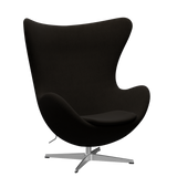 3316 Ægget loungestol, stel i børstet aluminium af Arne Jacobsen - Hallingdal - 390 Dark Brown - Jacobsen Plus