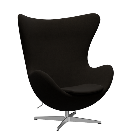 3316 Ægget loungestol, stel i børstet aluminium af Arne Jacobsen - Hallingdal - 390 Dark Brown - Jacobsen Plus