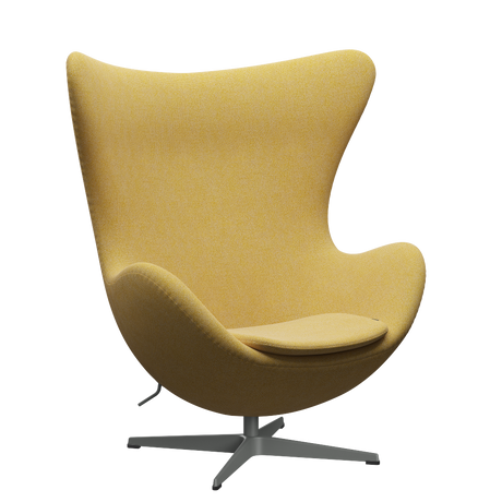 3316 Ægget loungestol, stel i silver grey af Arne Jacobsen - Hallingdal - 407 Yellow/White - Jacobsen Plus