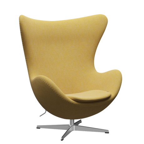 3316 Ægget loungestol, stel i børstet aluminium af Arne Jacobsen - Hallingdal - 407 Yellow/White - Jacobsen Plus