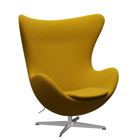3316 Ægget loungestol, stel i børstet aluminium af Arne Jacobsen - Hallingdal - 457 Mustard - Jacobsen Plus