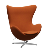 3316 Ægget loungestol, stel i børstet aluminium af Arne Jacobsen - Hallingdal - 526 Red/Curry - Jacobsen Plus