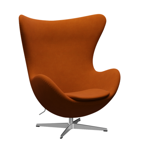 3316 Ægget loungestol, stel i børstet aluminium af Arne Jacobsen - Hallingdal - 547 Orange - Jacobsen Plus