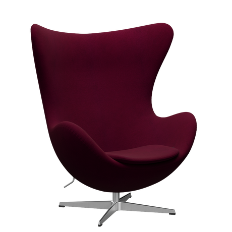 3316 Ægget loungestol, stel i børstet aluminium af Arne Jacobsen - Hallingdal - 563 Dark Rose - Jacobsen Plus