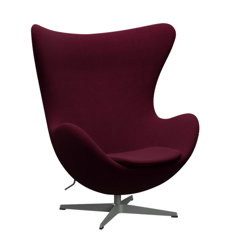 3316 Ægget loungestol, stel i silver grey af Arne Jacobsen - Hallingdal - 573 Wine Red/Purple - Jacobsen Plus