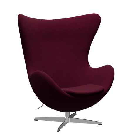 3316 Ægget loungestol, stel i børstet aluminium af Arne Jacobsen - Hallingdal - 573 Wine Red/Purple - Jacobsen Plus