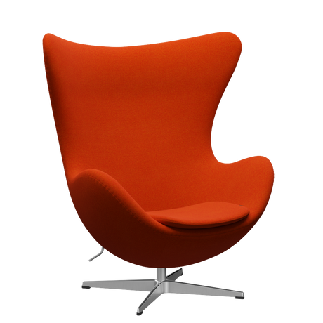 3316 Ægget loungestol, stel i børstet aluminium af Arne Jacobsen - Hallingdal - 590 Red/Orange - Jacobsen Plus
