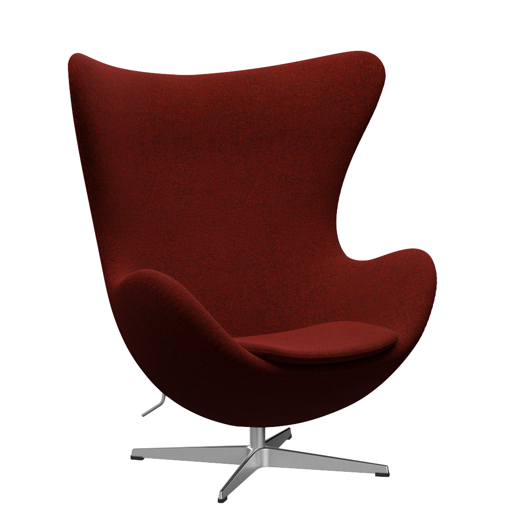 3316 Ægget loungestol, stel i børstet aluminium af Arne Jacobsen - Hallingdal - 596 Red/Black - Jacobsen Plus