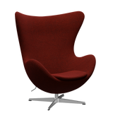 3316 Ægget loungestol, stel i børstet aluminium af Arne Jacobsen - Hallingdal - 596 Red/Black - Jacobsen Plus