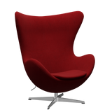 3316 Ægget loungestol, stel i børstet aluminium af Arne Jacobsen - Hallingdal - 657 Red - Jacobsen Plus