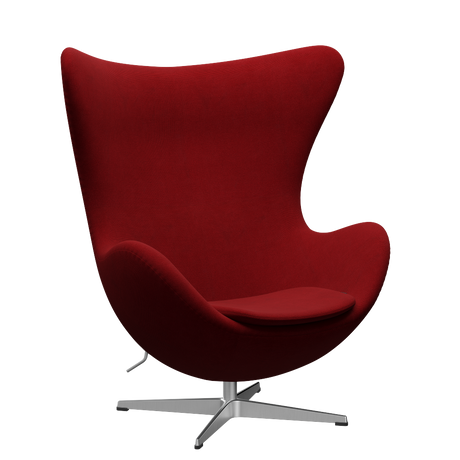 3316 Ægget loungestol, stel i børstet aluminium af Arne Jacobsen - Hallingdal - 657 Red - Jacobsen Plus