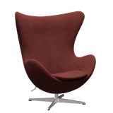 3316 Ægget loungestol, stel i børstet aluminium af Arne Jacobsen - Hallingdal - 660 Red/Green - Jacobsen Plus