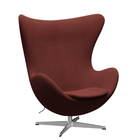 3316 Ægget loungestol, stel i børstet aluminium af Arne Jacobsen - Hallingdal - 660 Red/Green - Jacobsen Plus