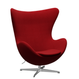 3316 Ægget loungestol, stel i børstet aluminium af Arne Jacobsen - Hallingdal - 674 Classic Red - Jacobsen Plus