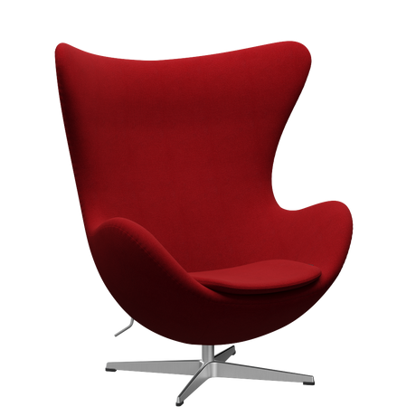 3316 Ægget loungestol, stel i børstet aluminium af Arne Jacobsen - Hallingdal - 674 Classic Red - Jacobsen Plus