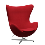 3316 Ægget loungestol, stel i børstet aluminium af Arne Jacobsen - Hallingdal - 680 Red - Jacobsen Plus