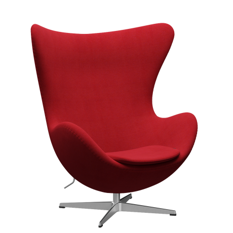 3316 Ægget loungestol, stel i børstet aluminium af Arne Jacobsen - Hallingdal - 680 Red - Jacobsen Plus