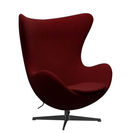 3316 Ægget loungestol, stel i sort af Arne Jacobsen - Hallingdal - 687 Dark Red - Jacobsen Plus