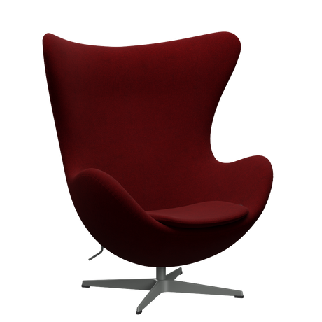 3316 Ægget loungestol, stel i silver grey af Arne Jacobsen - Hallingdal - 687 Dark Red - Jacobsen Plus