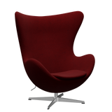 3316 Ægget loungestol, stel i børstet aluminium af Arne Jacobsen - Hallingdal - 687 Dark Red - Jacobsen Plus