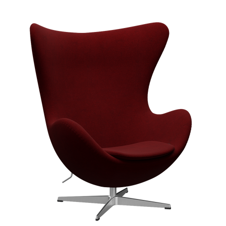 3316 Ægget loungestol, stel i børstet aluminium af Arne Jacobsen - Hallingdal - 687 Dark Red - Jacobsen Plus