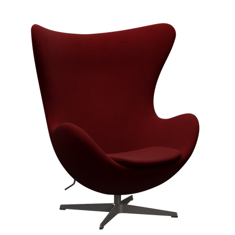 3316 Ægget loungestol, stel i warm graphite af Arne Jacobsen - Hallingdal - 687 Dark Red - Jacobsen Plus