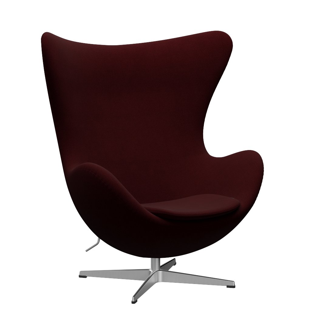 3316 Ægget loungestol, stel i børstet aluminium af Arne Jacobsen - Hallingdal - 694 Wine Red - Jacobsen Plus