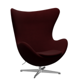 3316 Ægget loungestol, stel i børstet aluminium af Arne Jacobsen - Hallingdal - 694 Wine Red - Jacobsen Plus