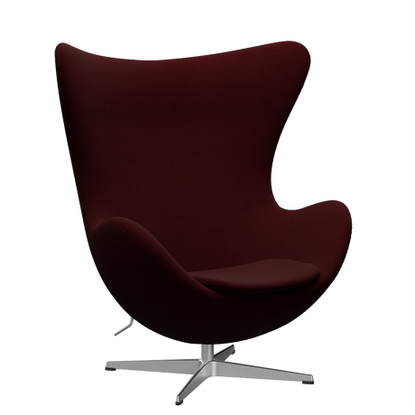 3316 Ægget loungestol, stel i børstet aluminium af Arne Jacobsen - Hallingdal - 694 Wine Red - Jacobsen Plus