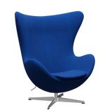 3316 Ægget loungestol, stel i børstet aluminium af Arne Jacobsen - Hallingdal - 733 Coral Blue - Jacobsen Plus