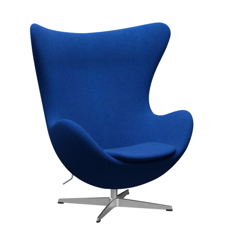3316 Ægget loungestol, stel i børstet aluminium af Arne Jacobsen - Hallingdal - 733 Coral Blue - Jacobsen Plus