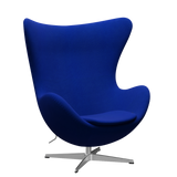 3316 Ægget loungestol, stel i børstet aluminium af Arne Jacobsen - Hallingdal - 750 Blue - Jacobsen Plus