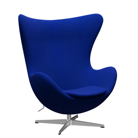 3316 Ægget loungestol, stel i børstet aluminium af Arne Jacobsen - Hallingdal - 750 Blue - Jacobsen Plus